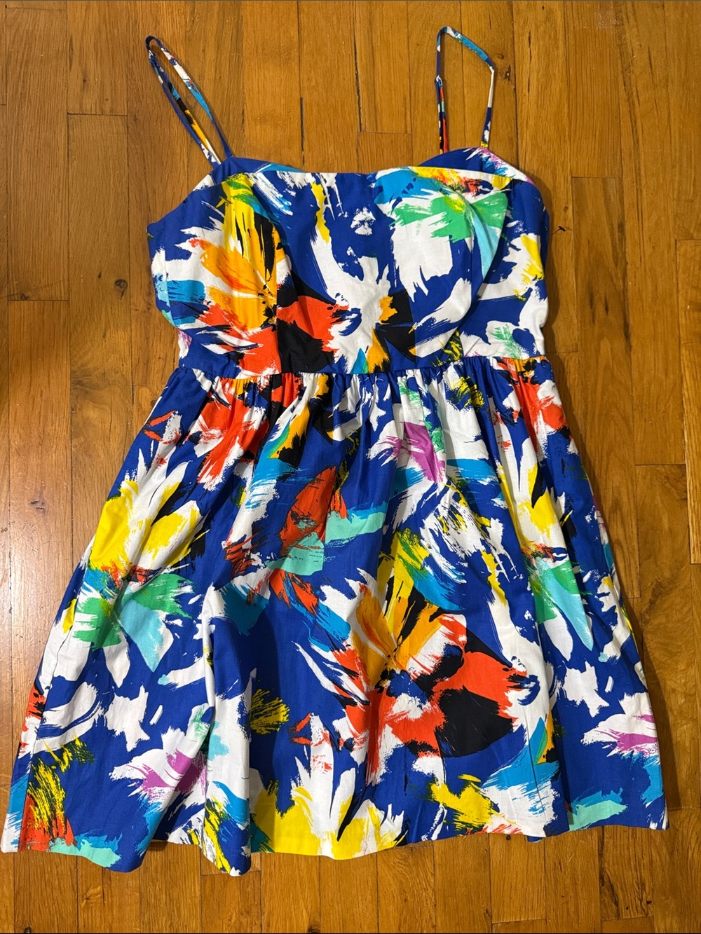 NWOT Bright Floral Blue Sundress with Multicolor Print